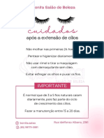 Panfleto Cuidados Extensão de Cílios Estética Minimalista Rosa (8 × 10 CM)