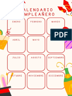 Documento A4 Calendario Cumpleañero Rojo