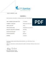 Certificado de Afiliación Salud Independiente