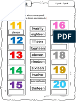 FICHA-1ER GRADO.NUMBERS 11 TO 20