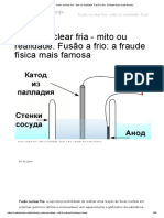 Fusão Nuclear Fria - Mito Ou Realidade. Fusão A Frio - A Fraude Física Mais Famosa