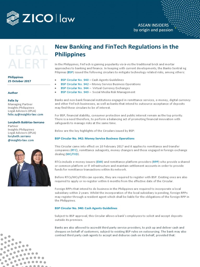 ZICO Law Philippines - Legal Alert - New Banking and FinTech ...