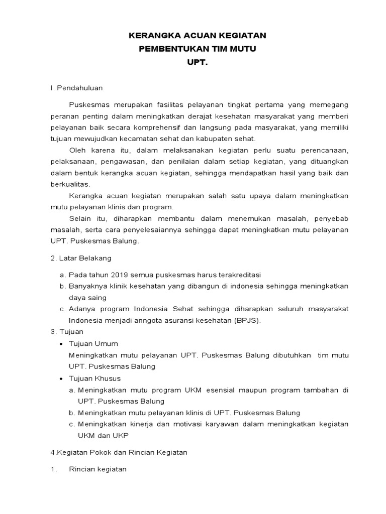Pembentukan Tim Mutu Puskesmas Balung | PDF | Karier & Perkembangan ...