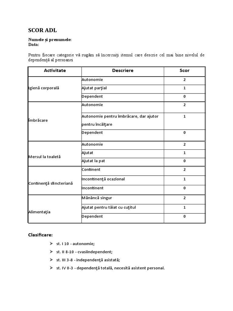 SCOR-ADL | PDF