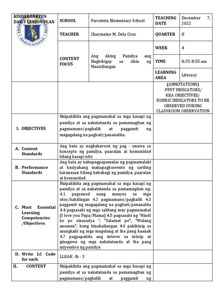 Cot In Literacy 2nd Quarter Pdf