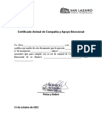 Certificado Animal de Compañía y Apoyo Emocional