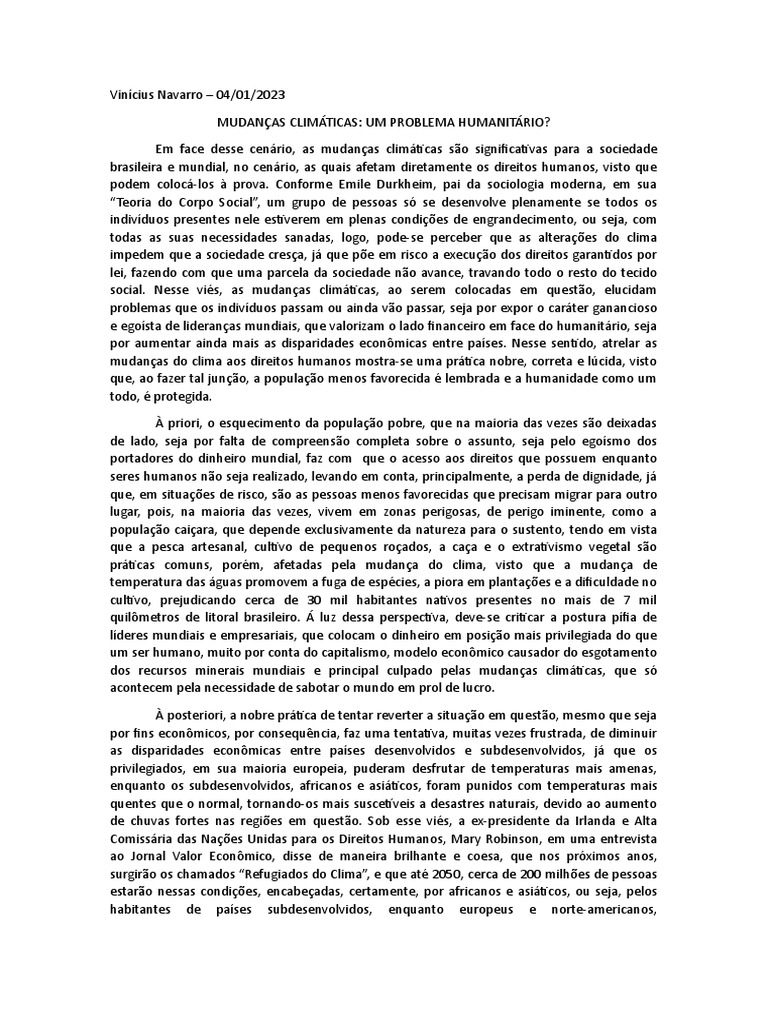 Ufrgs Redação 3 | PDF | Aquecimento global e mudança climática | Sociologia