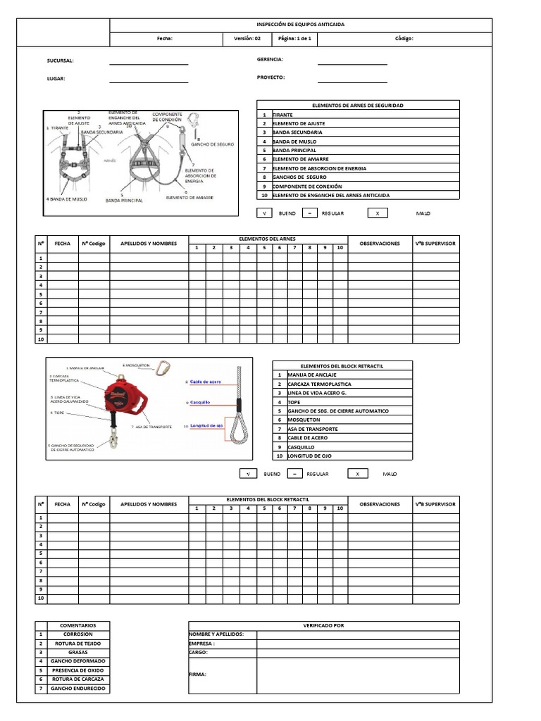 Inspección de Equipos Anticaídas | PDF | Ingeniería de Edificación ...