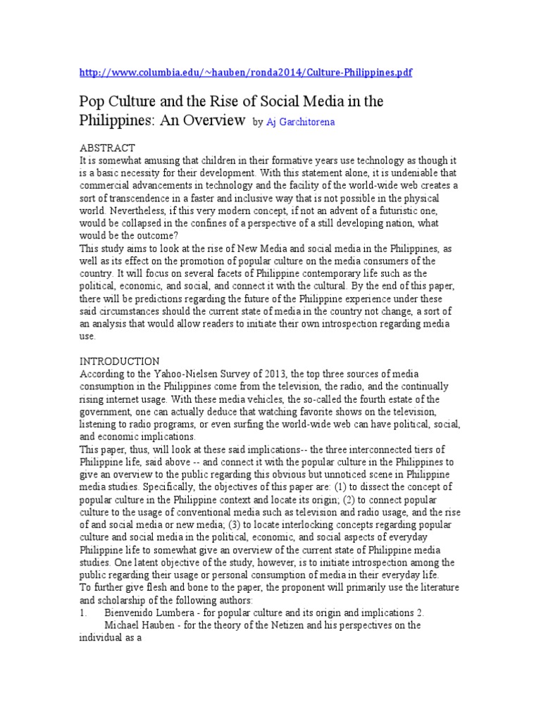Social Media's Impact on Philippine Pop Culture | PDF | News | Mass Media