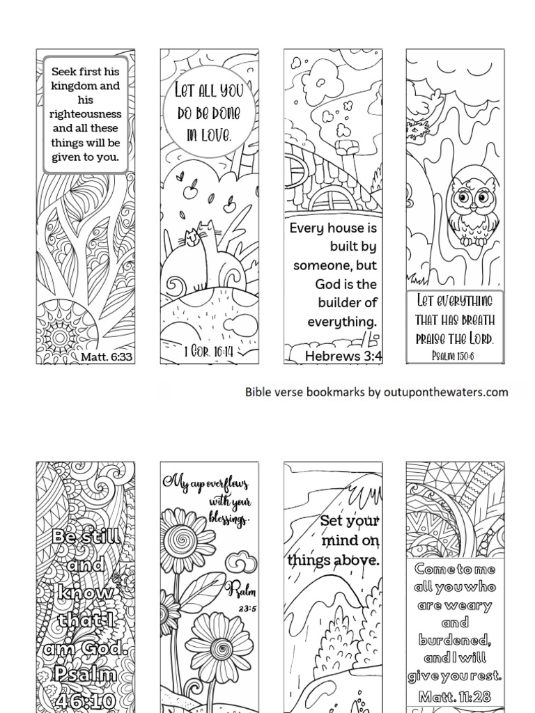 Free Printable Bible Verse Coloring Bookmarks PDF
