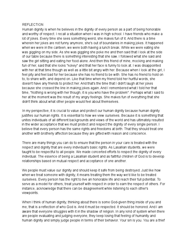 Rs Life And Dignity Of Human Person Pdf Dignity Rights