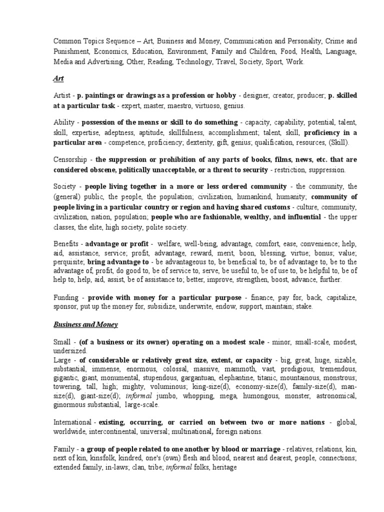 Synonyms by Topic PDF Jargon Prison