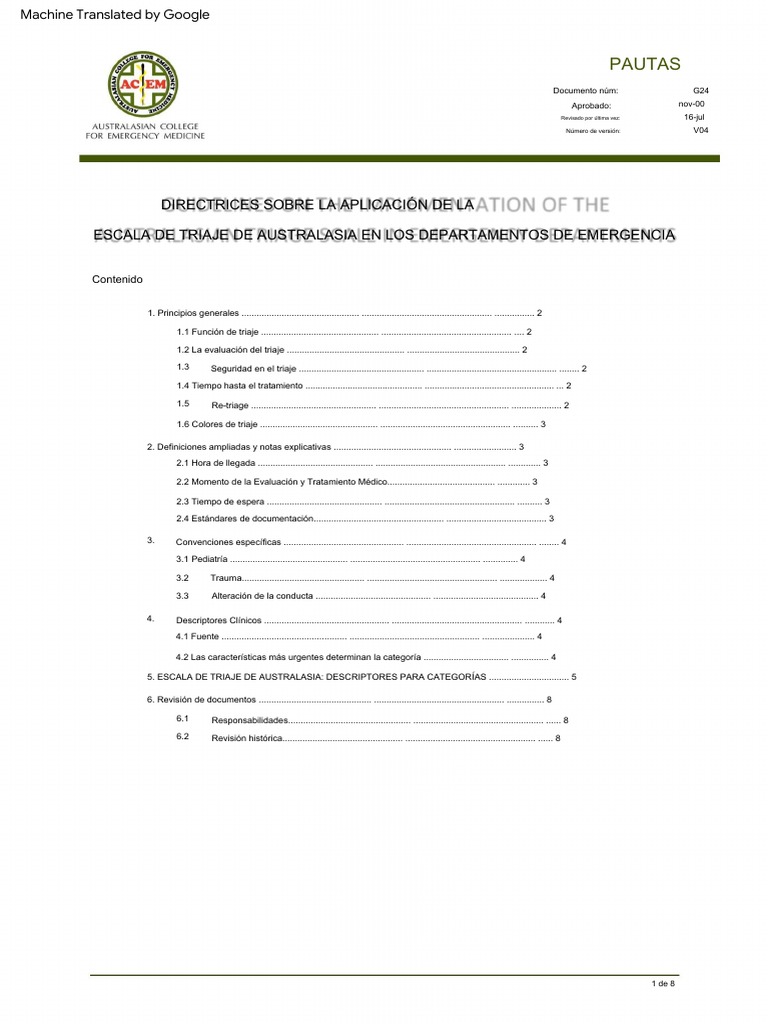Guidelines On The Implementation of The ATS in EDs PDF Enfermería