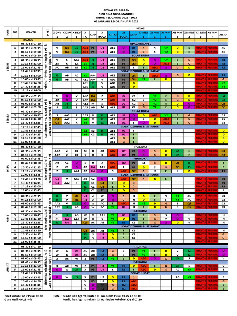 Jadwal 02 S D 06 Januari 2023 1 Pdf