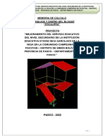 Análisis y diseño estructural del bloque escalera de un proyecto educativo en Pasco