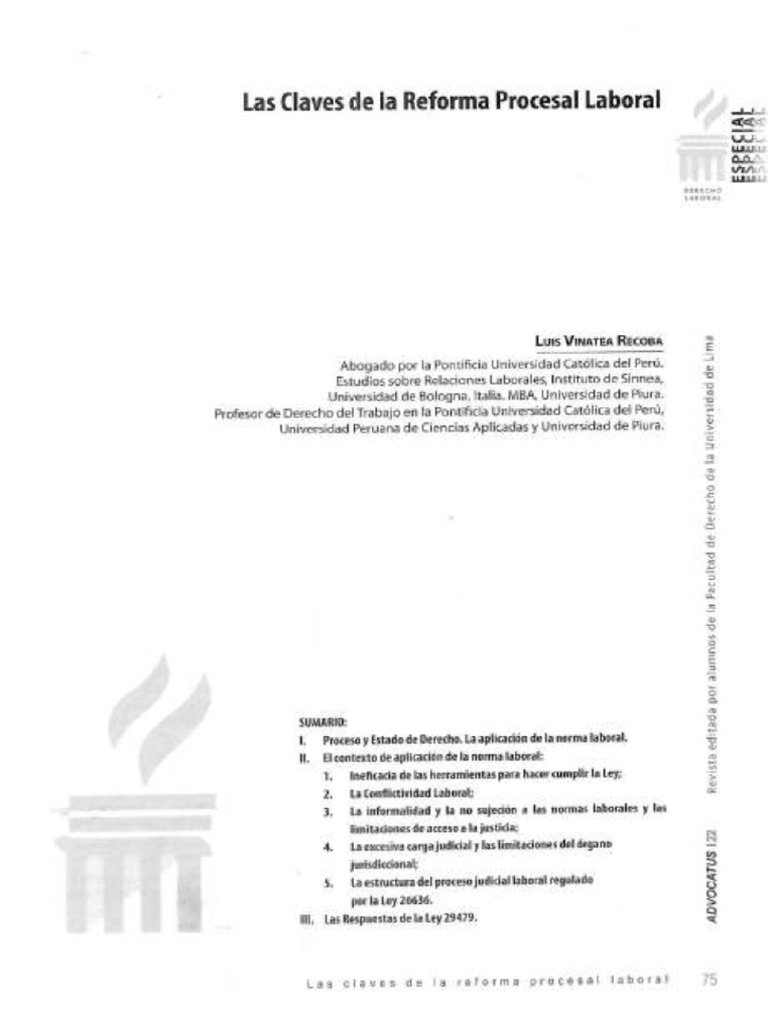 Vista de Las Claves de La Reforma Procesal Laboral PDF
