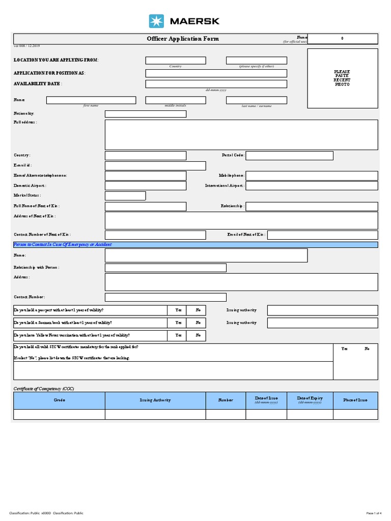 Maersk Officer Application Form | PDF