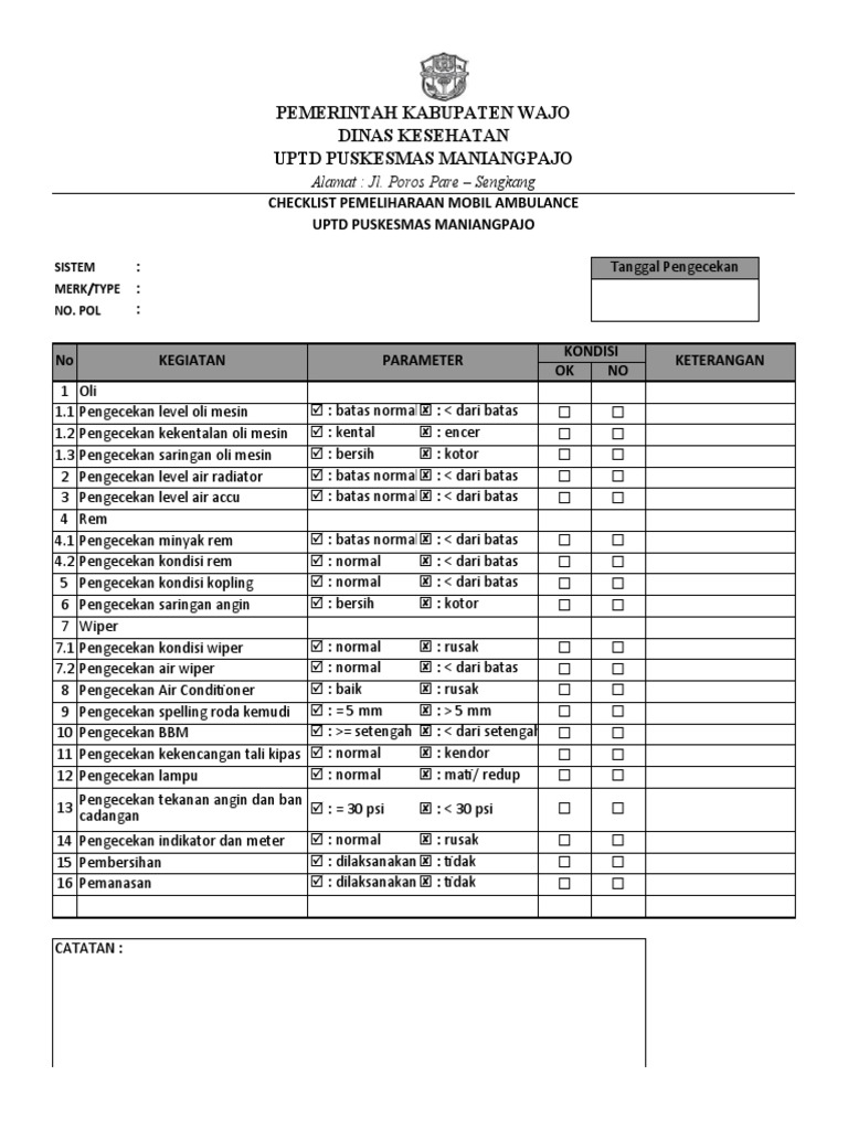 Checklist PM Mobil | PDF