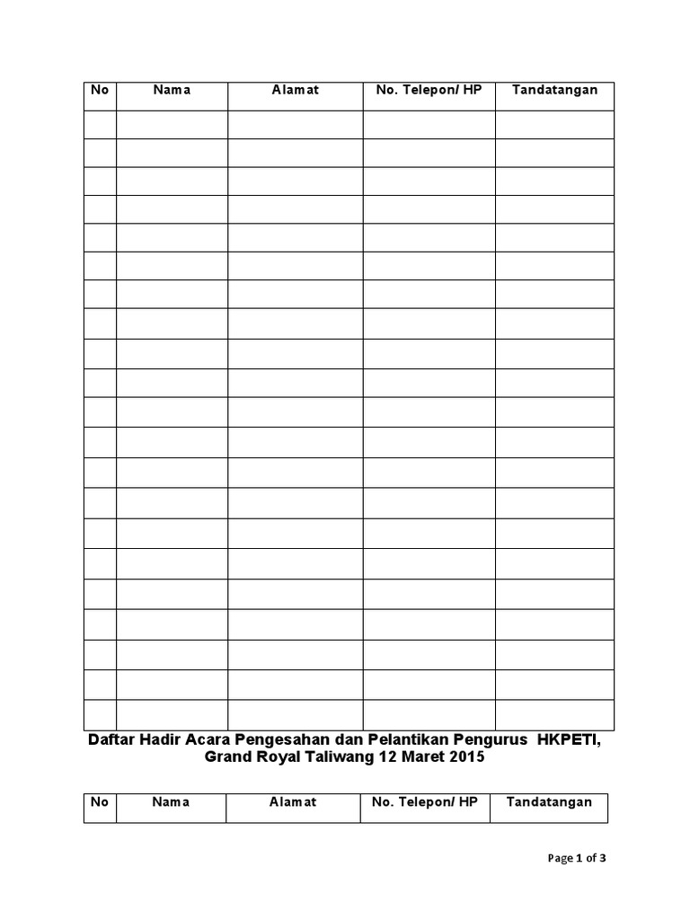 Absensi Pertemuan | PDF