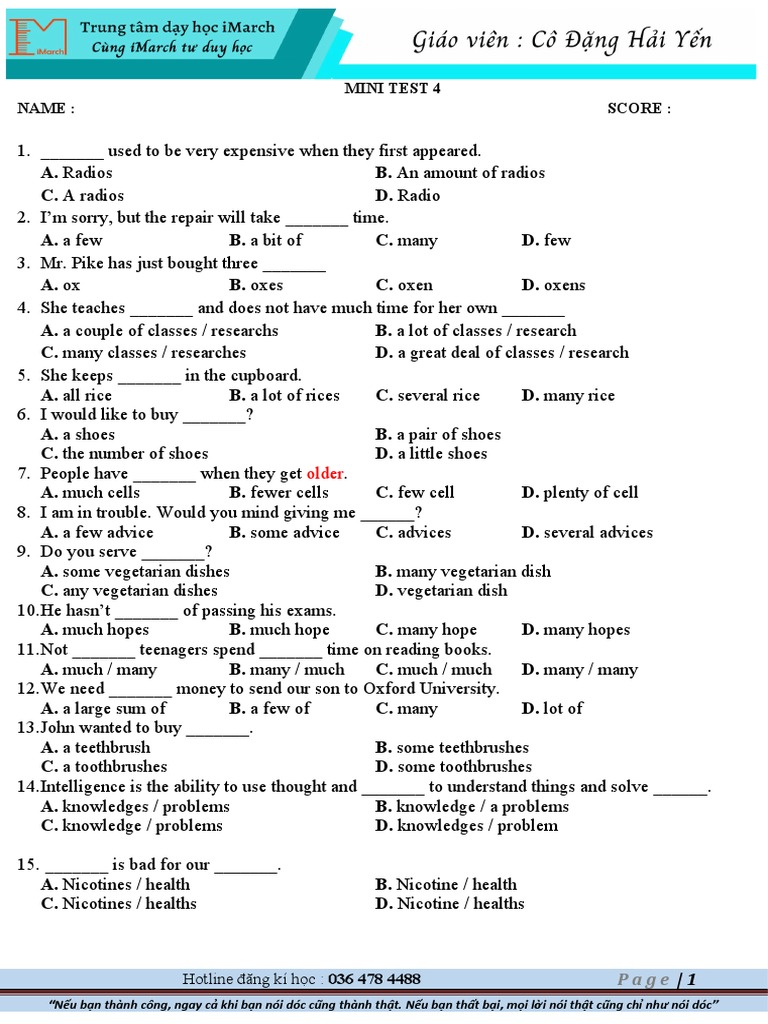 Mini Test 4 | PDF