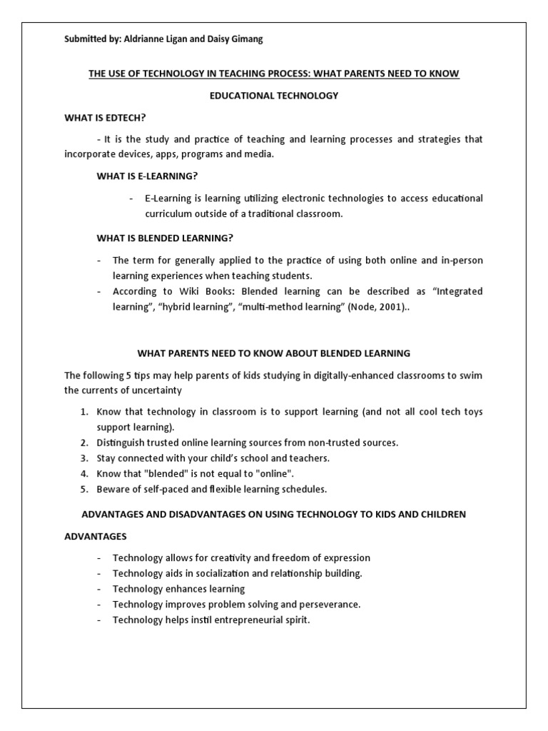 Ped105 TTL1 The Use of Technology in Teaching Process | PDF ...