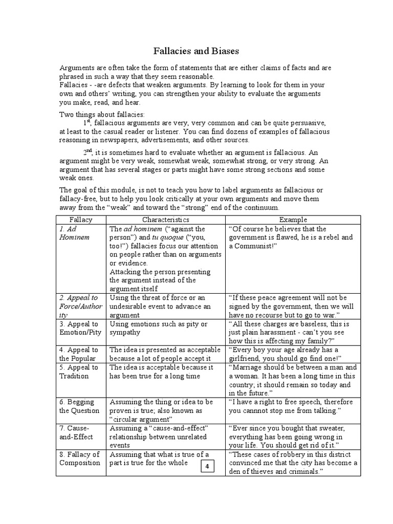 Understanding Fallacies and Biases | PDF | Fallacy | Argument