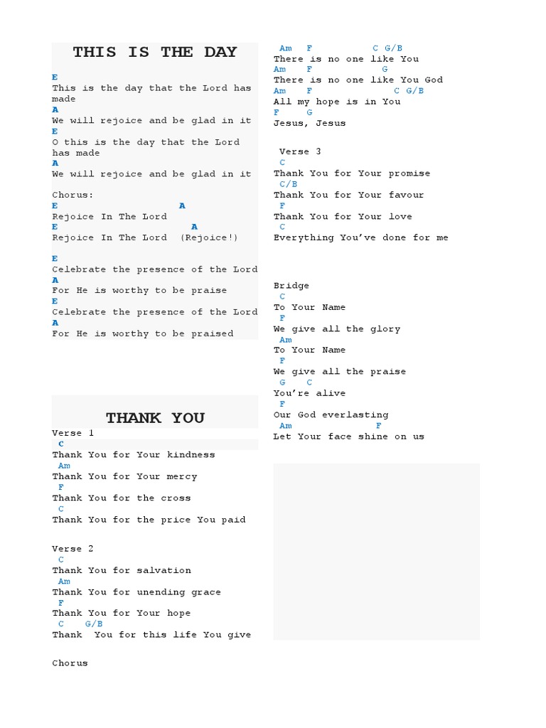 Worship Songs of Praise and Thanksgiving | PDF | Glory (Religion ...
