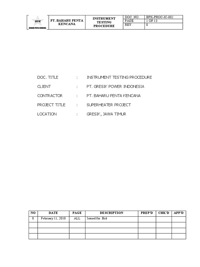 Instrument Testing Procedure Overview | PDF | Electrical Resistance And ...