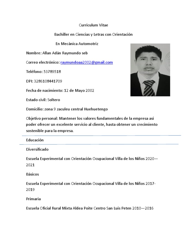 Curriculum Vitae de Allan Raymundo | PDF