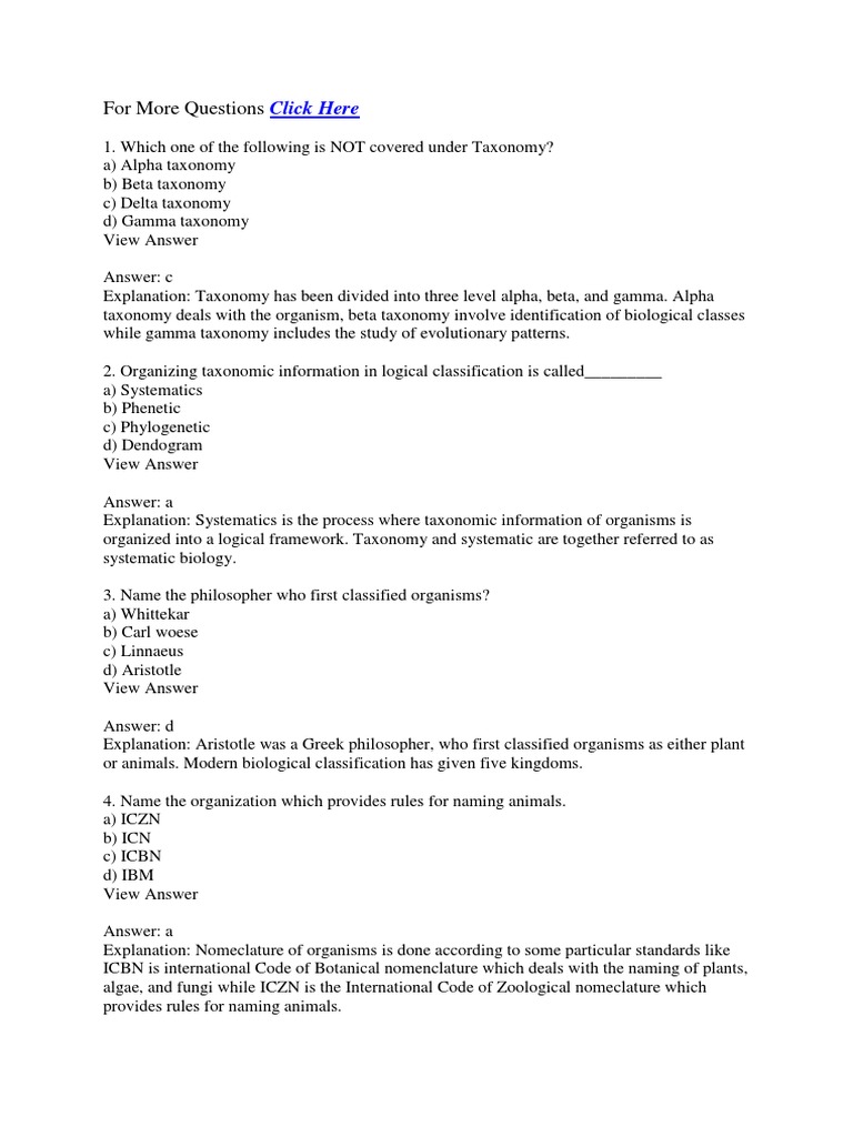 An Expert Review Of Taxonomy Questions And Answers Pdf Taxonomy