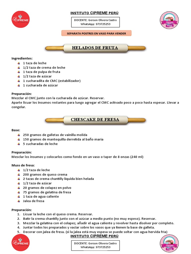 Recetas de Postres en Vaso para Vender | PDF | Crema | Postres