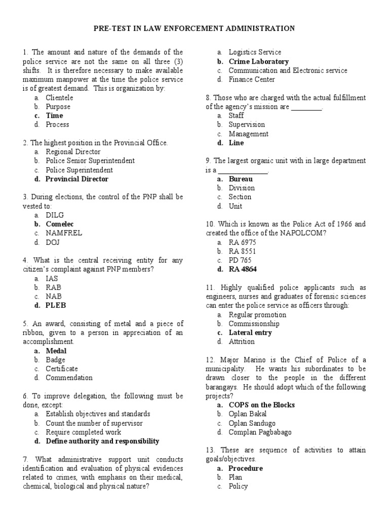 Lead pre test pdf police international relations