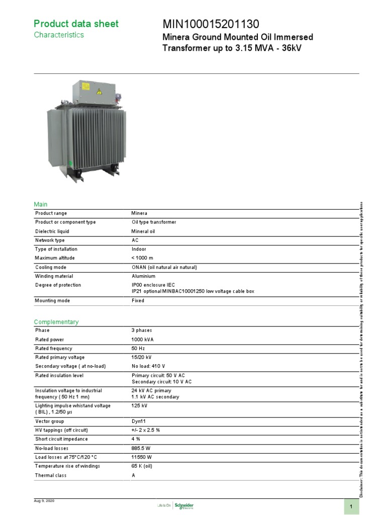 Minera - Ground Mounted - MIN100015201130 | PDF | Transformer ...