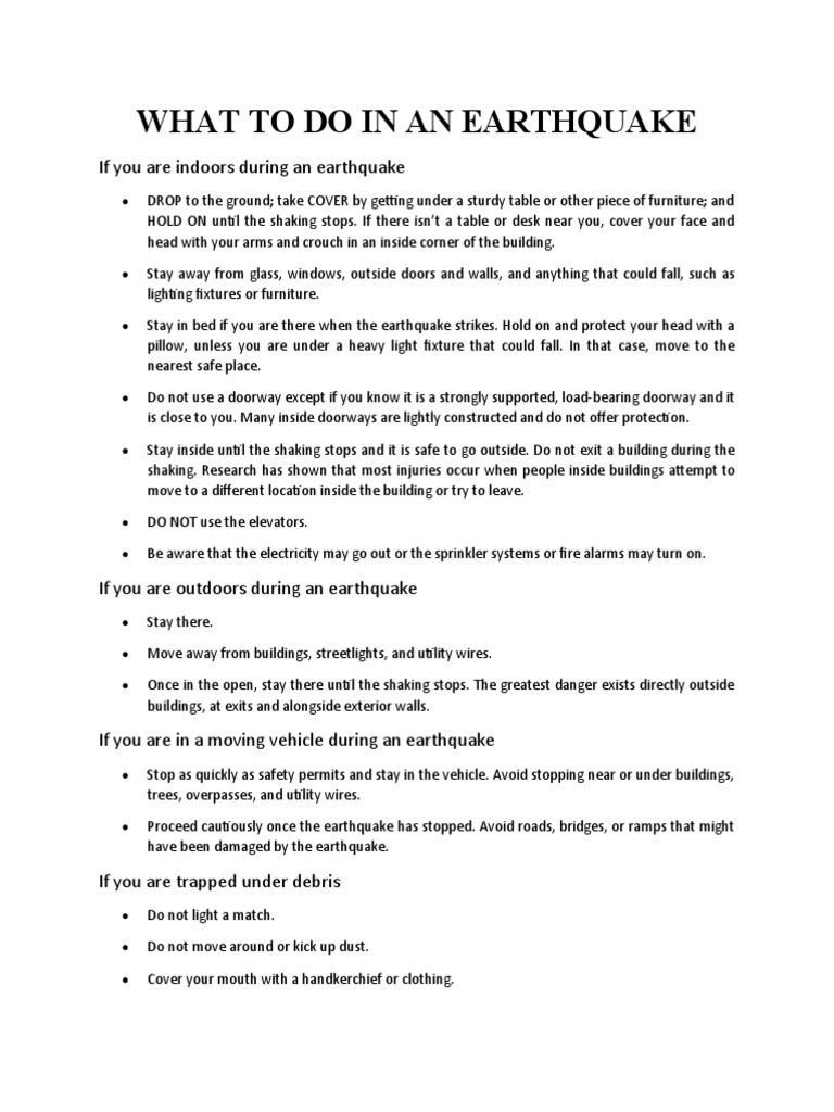 What To Do in An Earthquake | PDF