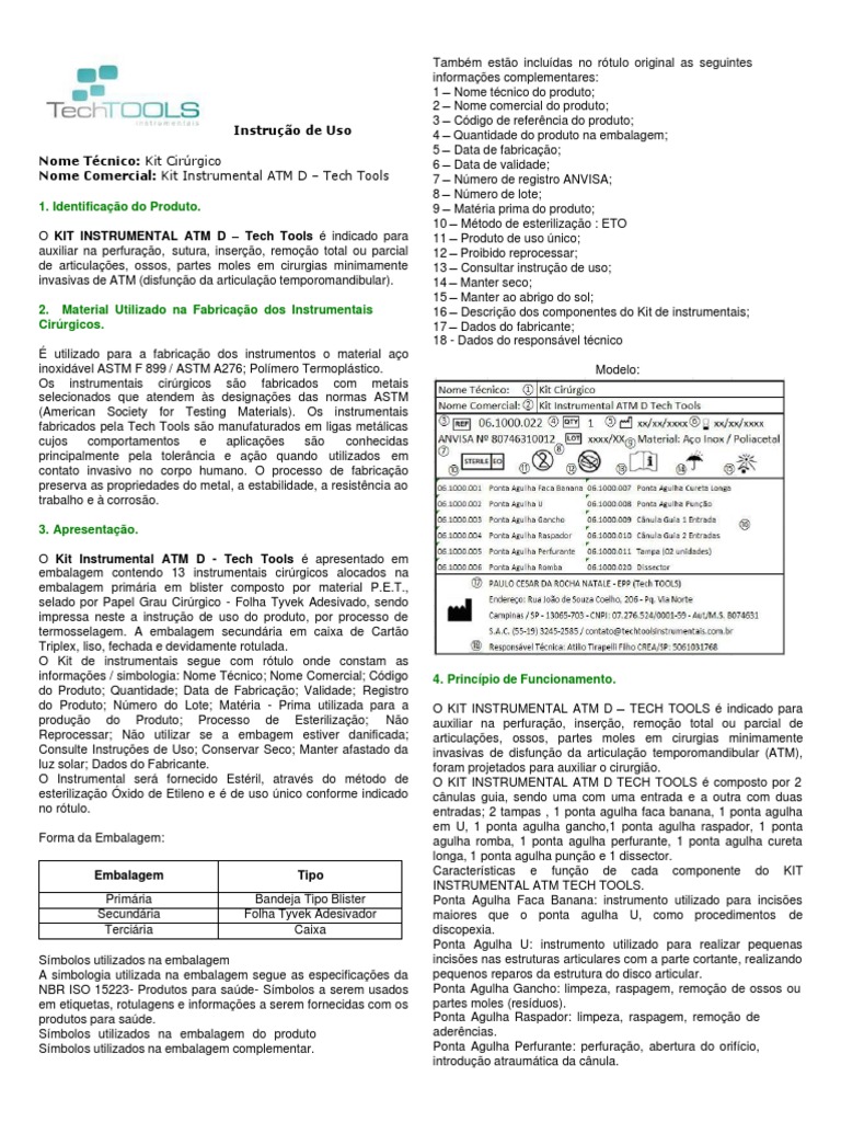 Instrução de Uso - ATM TECHTOOLS | PDF | Embalagem e rotulagem