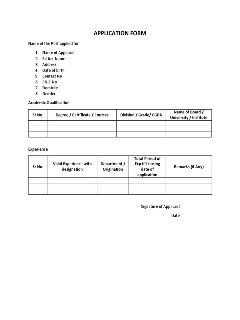 Application Form | PDF
