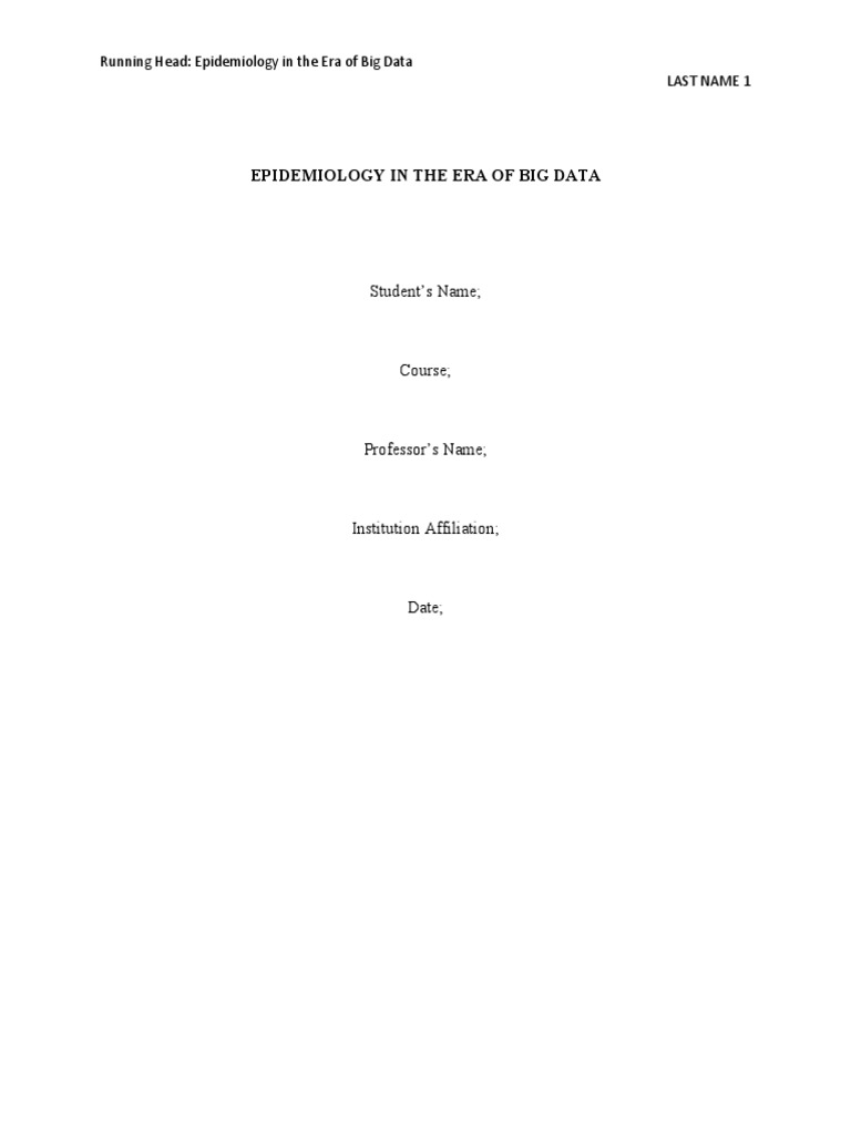Epidemiology in The Era of Big Data | PDF | Big Data | Data
