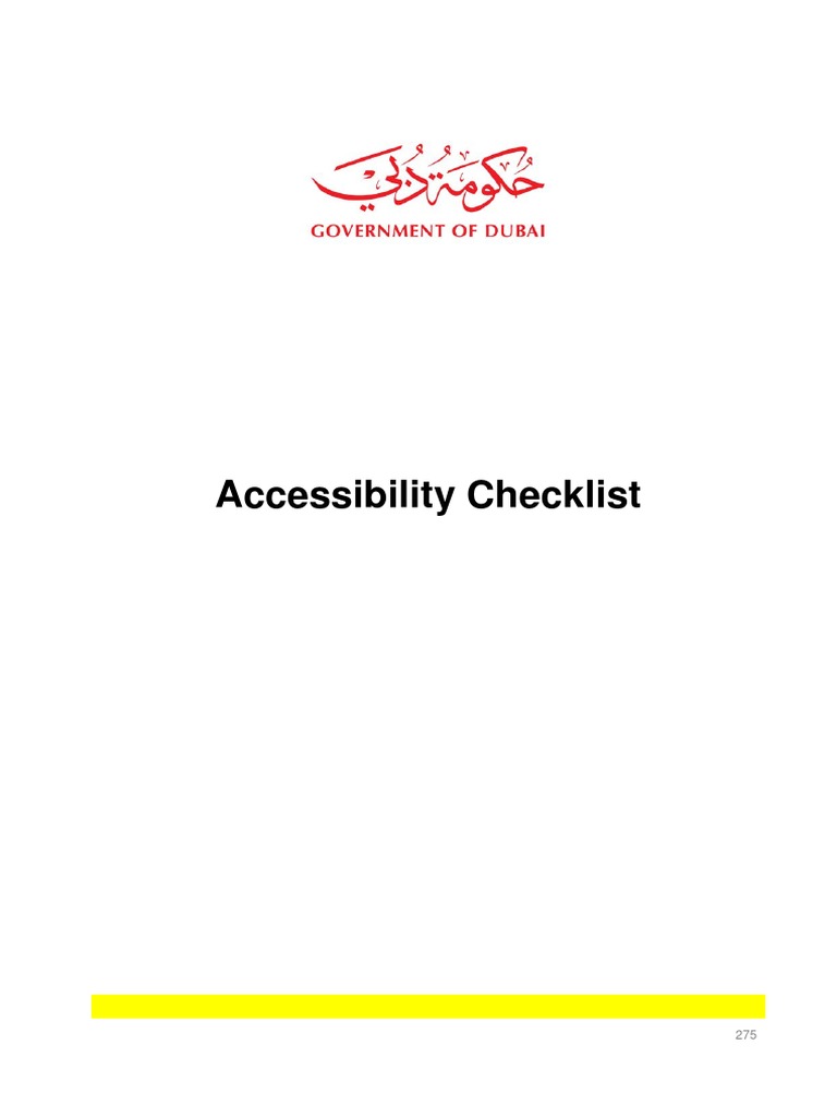 Dubai Universal Design Code Final Feb 2017 Accessibility Checklist