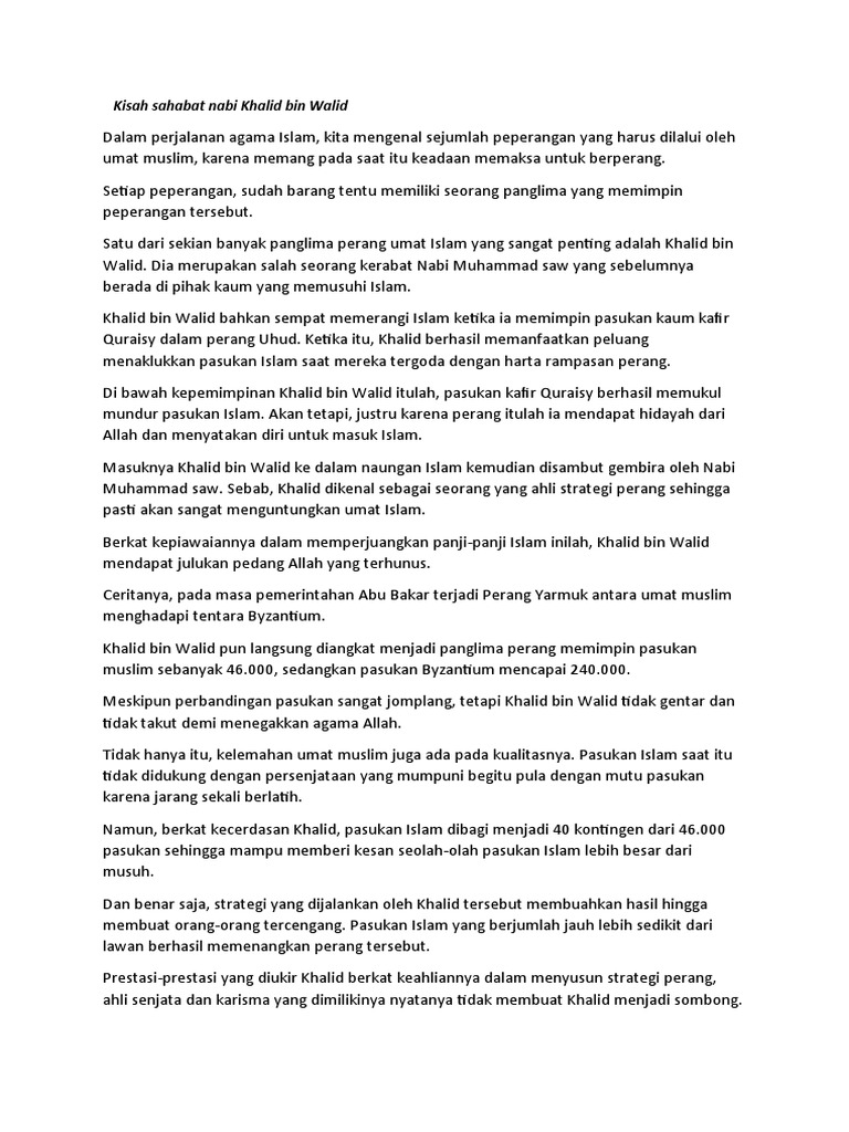 Strategi Khalid Bin Walid Dalam Mengatasi Kelemahan Pasukan Islam Dan