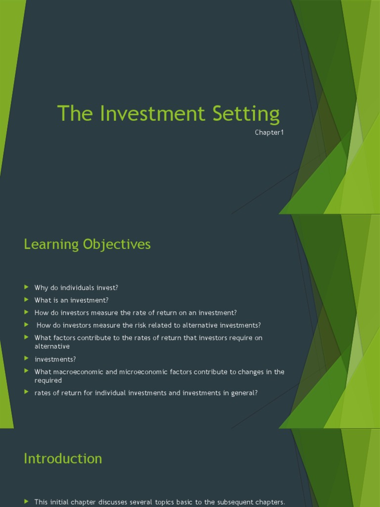 Chapter+1 +the+Investment+Setting | PDF | Investing | Financial Risk