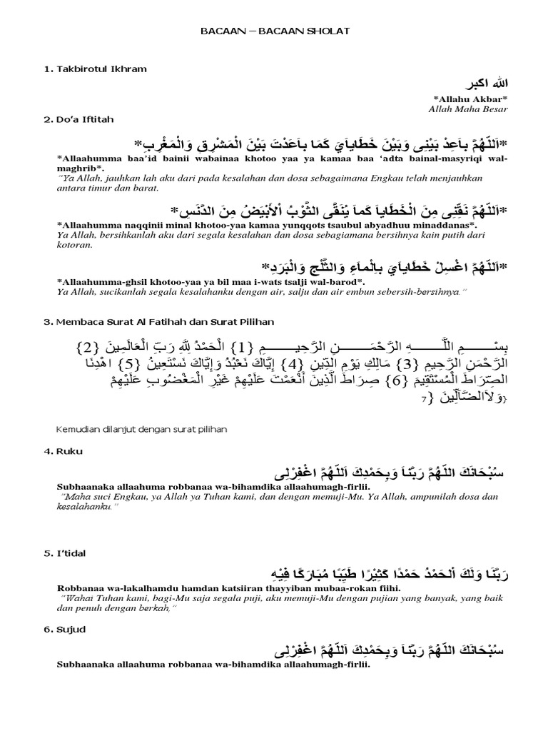 Bacaan Sholat Doa Dan Dzikir Pdf