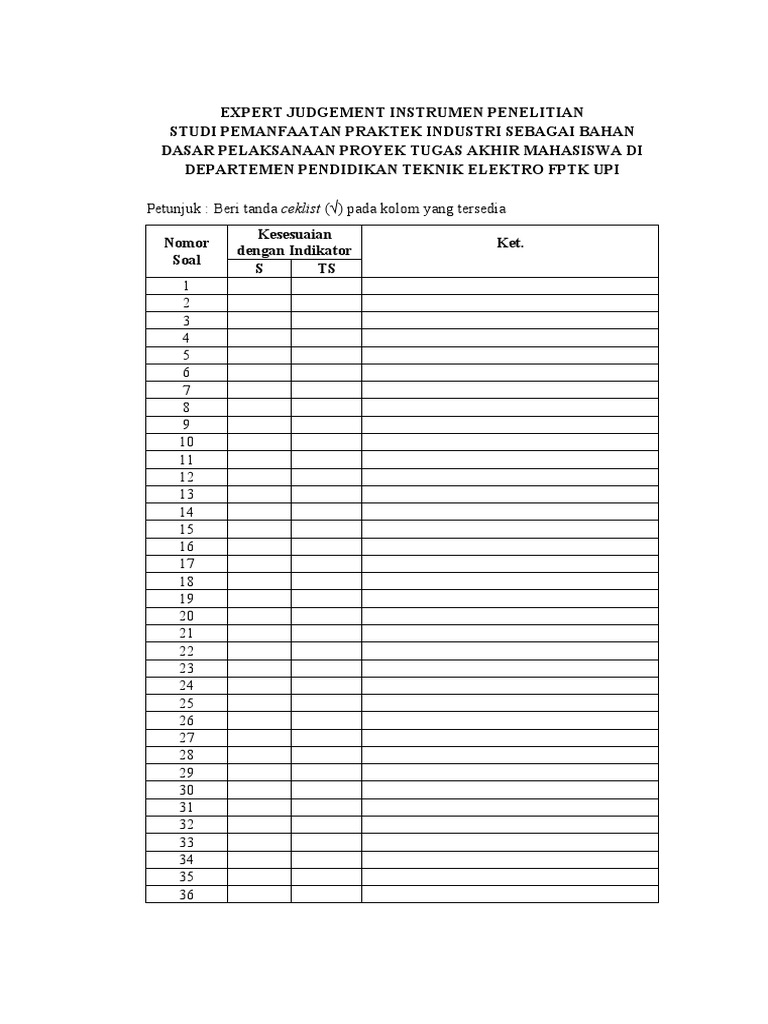 Lembar Expert Judgement Penelitian | PDF | Metode & Bahan Ajar