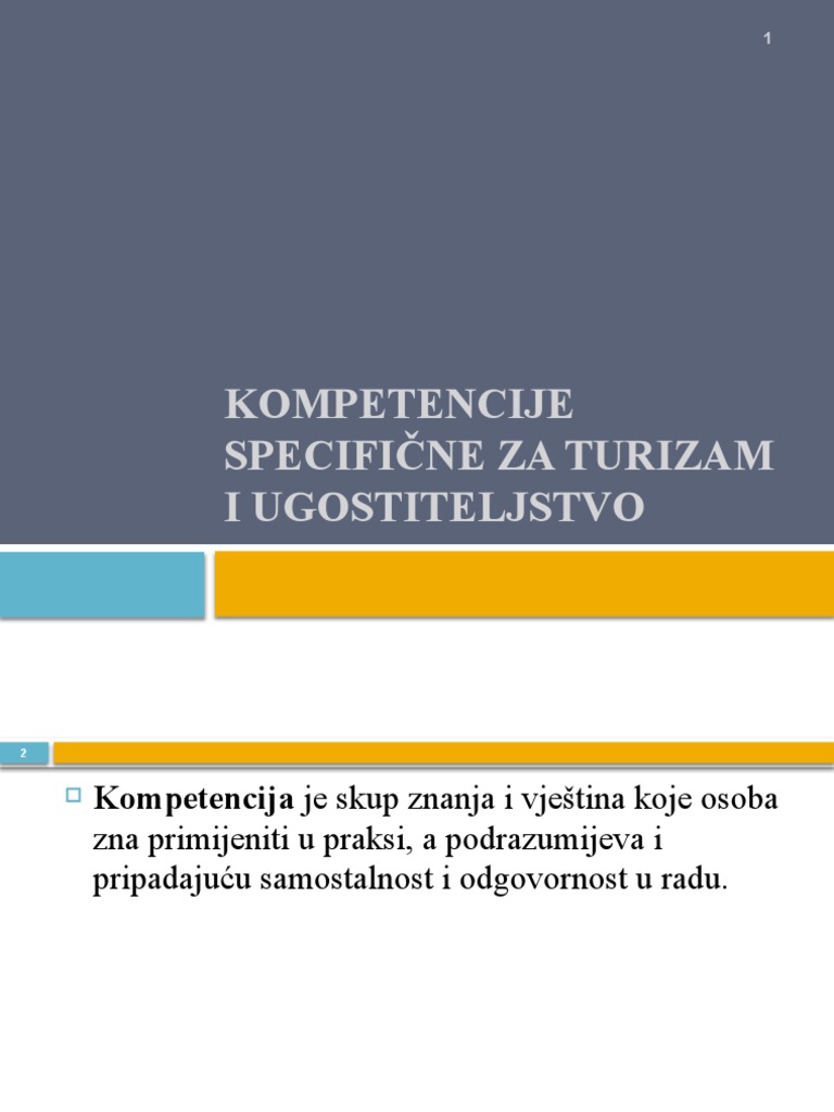 Kompetencije Specificne Za Turizam I Ugostiteljstvo | PDF