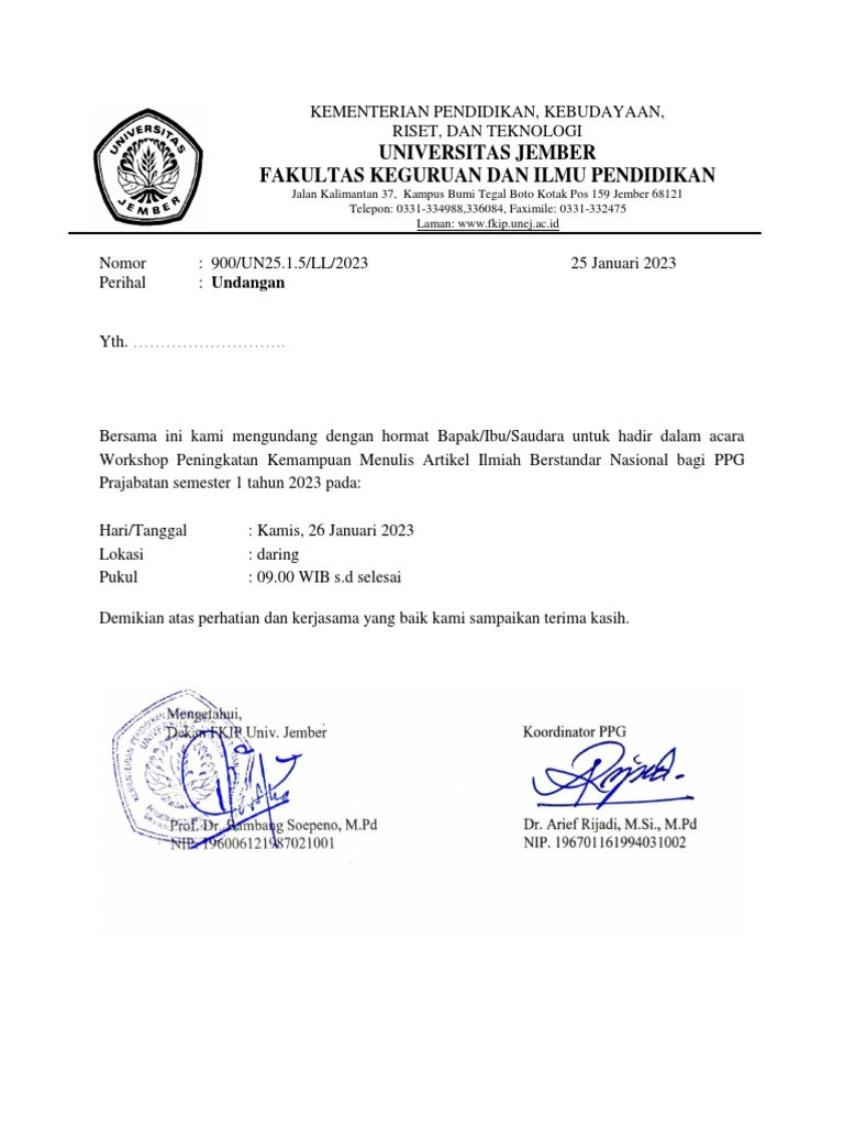 Universitas Jember Fakultas Keguruan Dan Ilmu Pendidikan | PDF