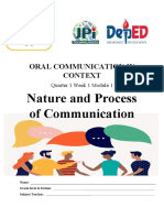 Nature and Process of Communication: Oral Communication in Context