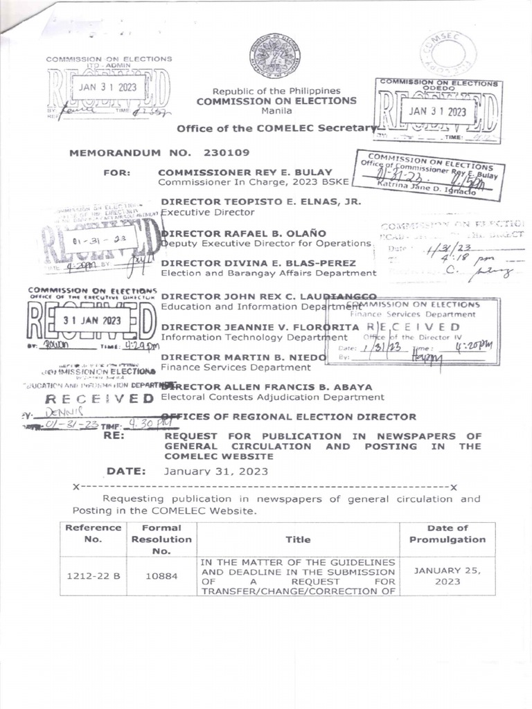 Comelec Resolution No. 10884 PDF