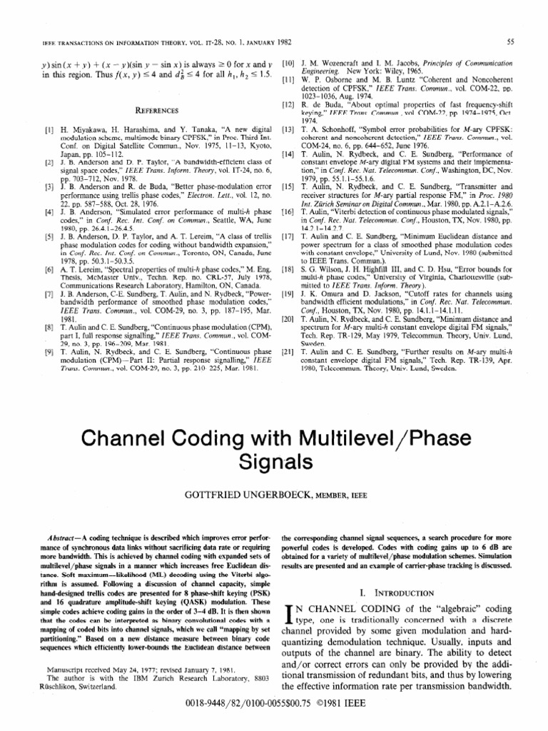 Channel Coding With M U Ltilevel/phase Signals: 1101 (Ill (I21 ...