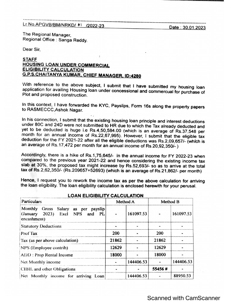 4280Loan Eligibility Calculation PDF