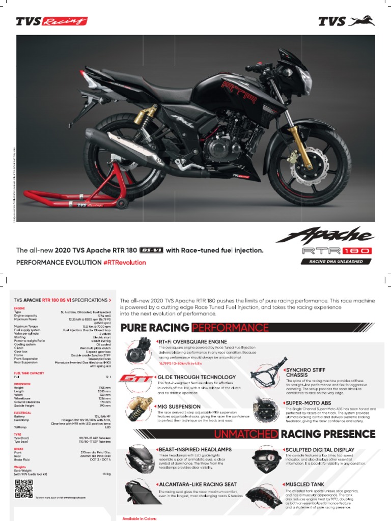 Apache RTR 180 4V BSVI Brochure | PDF