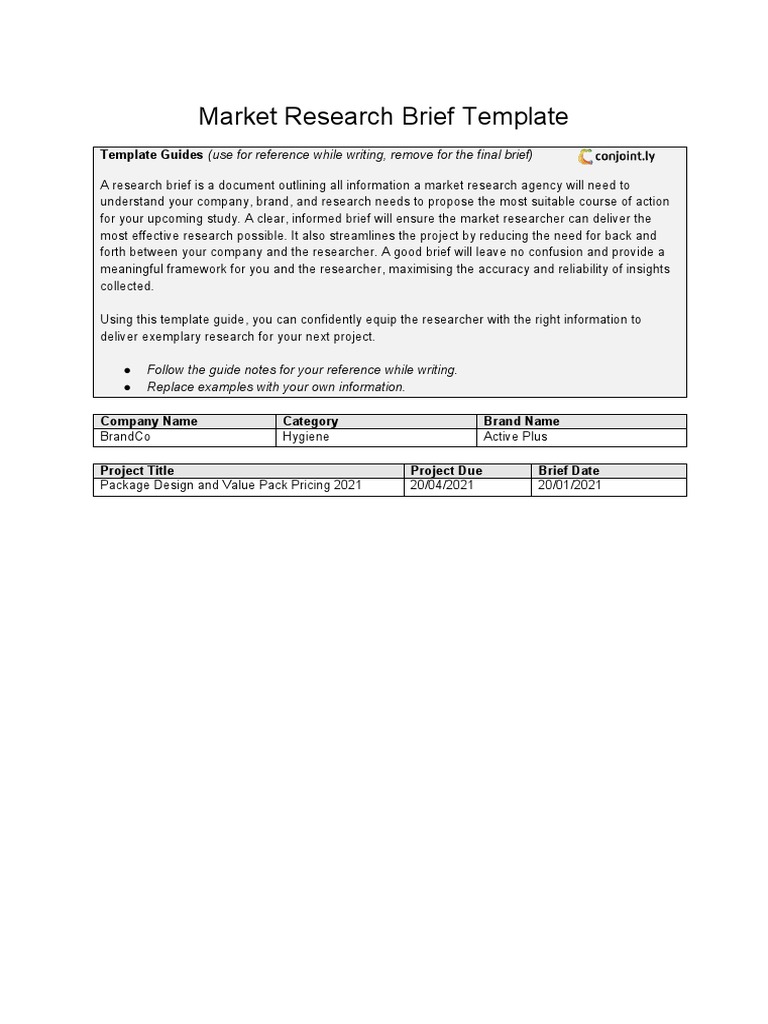 Market Research Brief Template PDF
